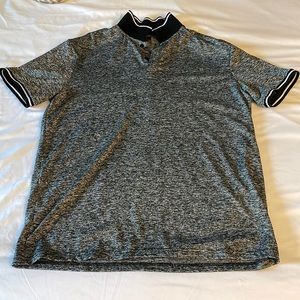 Shein Grey and Black Pattern Polo Shirt